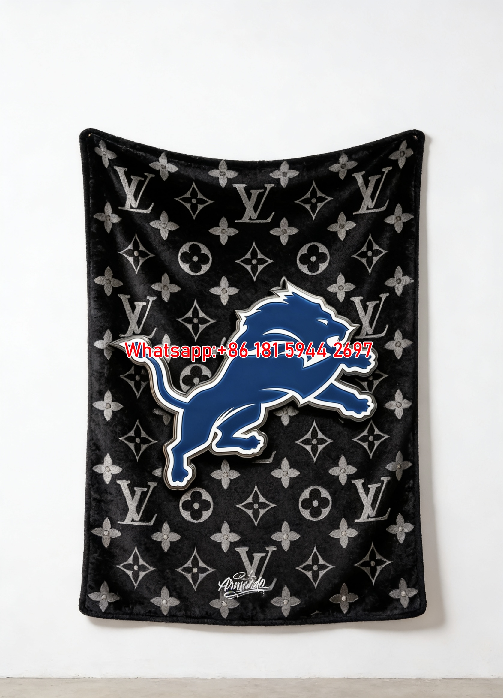 Detroit Lions LV Monogram Flannel Throw 285